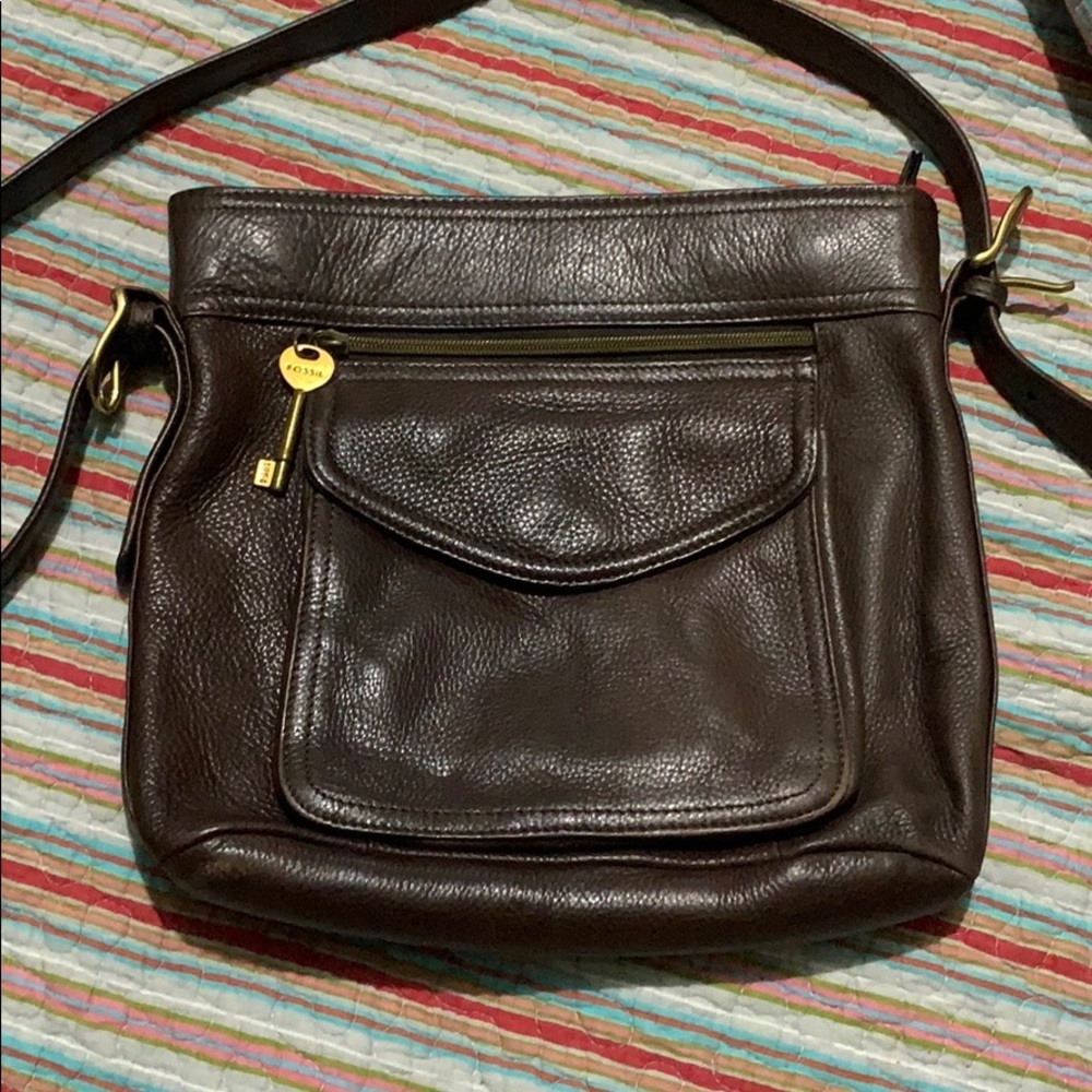 Authentic Vintage Fossil leather cross bag